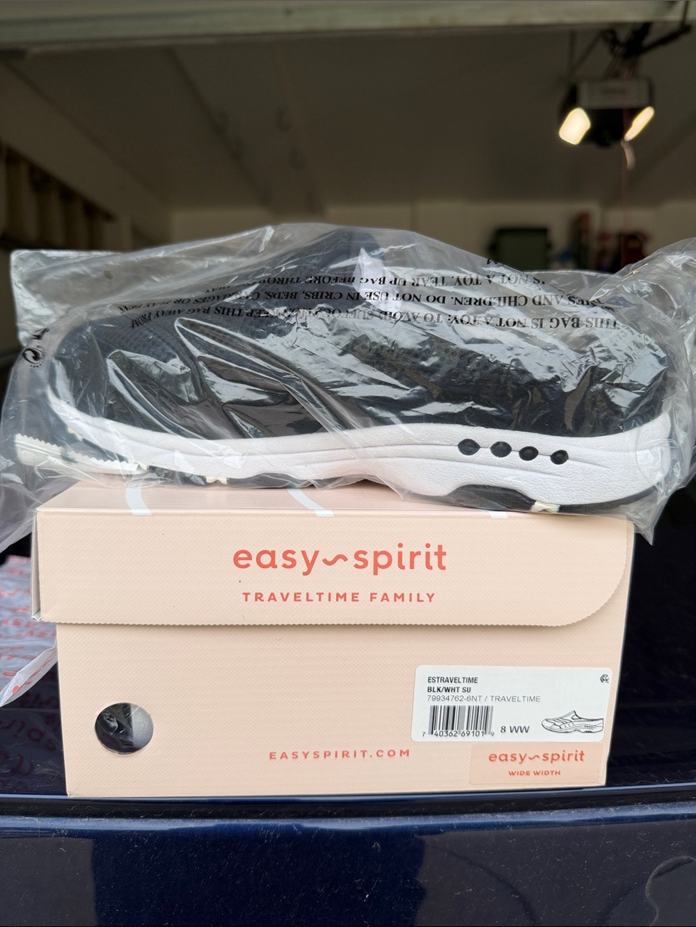 Easy Spirit Black and White TravelTime Slip-On